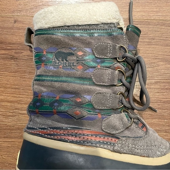 Sorel 1964 Southwest Aztec Print Rubber Waterproof Winter Snow Boots - Picture 2 of 13